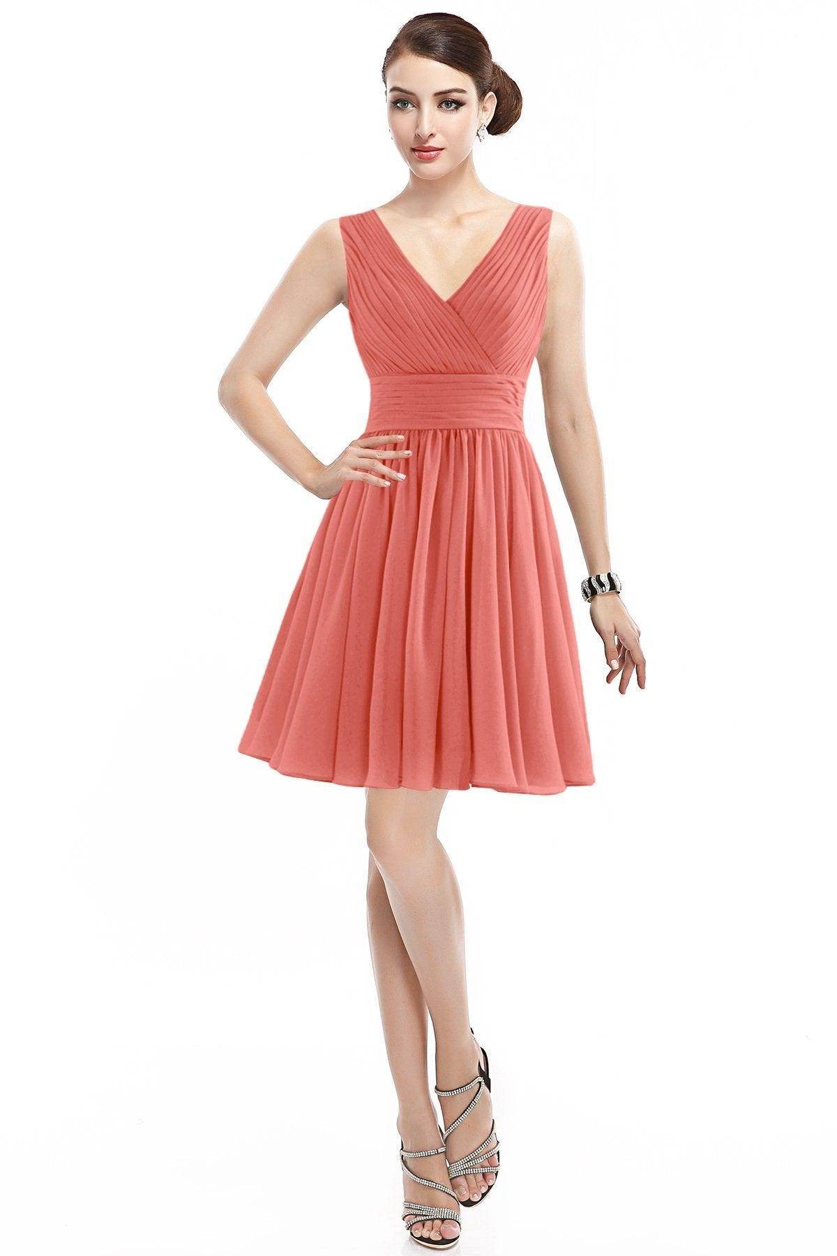 A-Line Short Mini Chiffon Bridesmaid Dress COZK14019 - COCOMELODY
